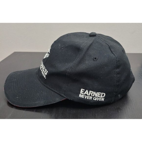 US Marines Corp Globe Eagle Anchor Logo Black Baseball Cap Earned Never Given - Picture 2 of 5